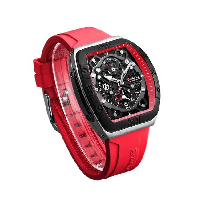Curren 8443 Square Red Sports Watch