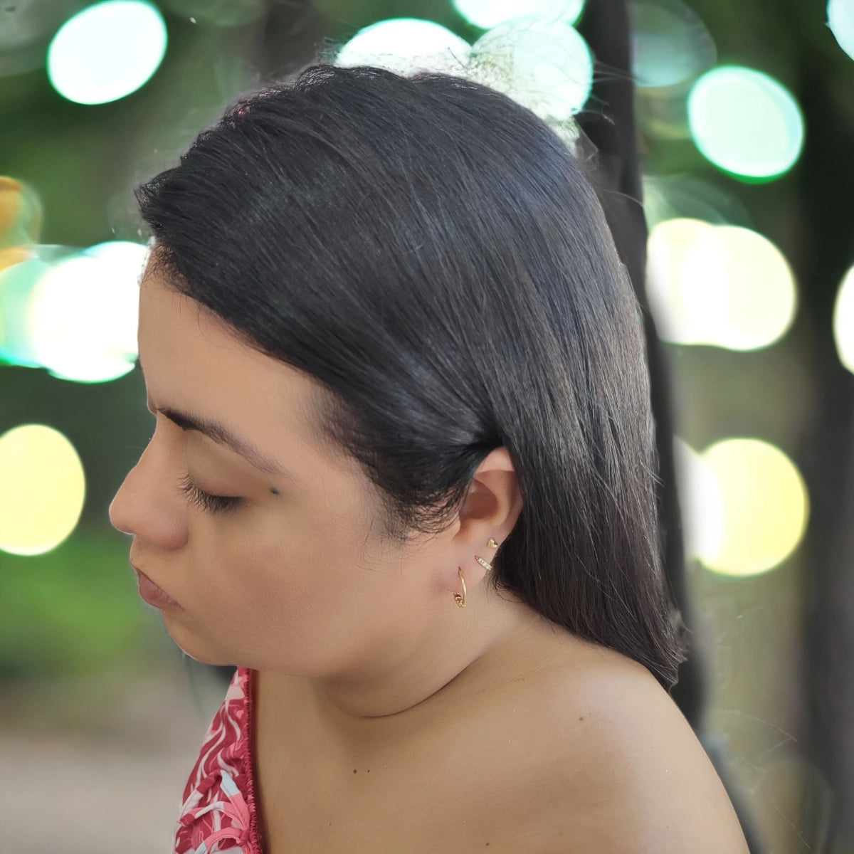 Aretes Candongas Aros Medianos Con Balines 3 Oros Para Mujer