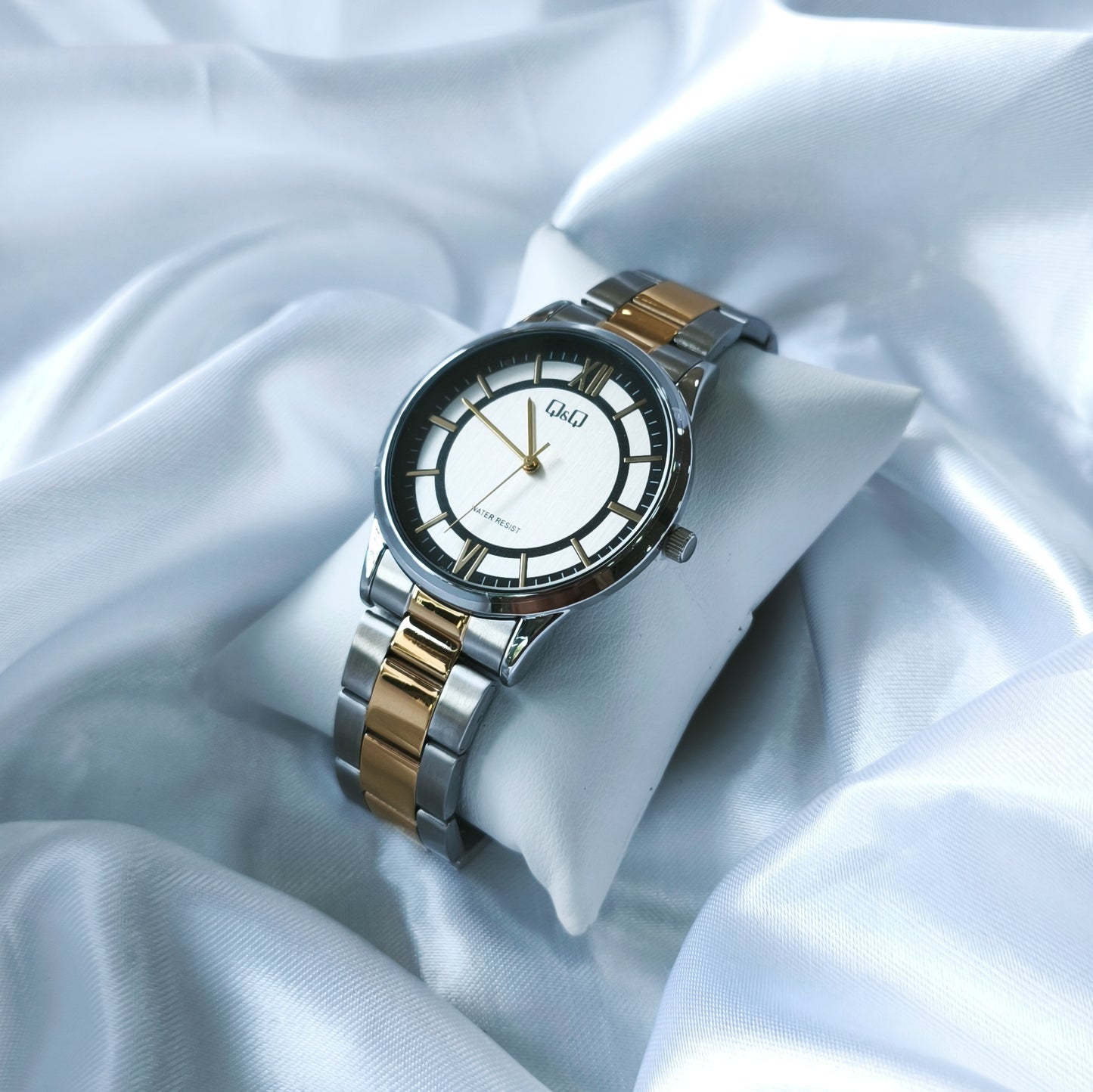 Reloj Q&Q C08A-031PY Acero Hombre Elegante Bicolor