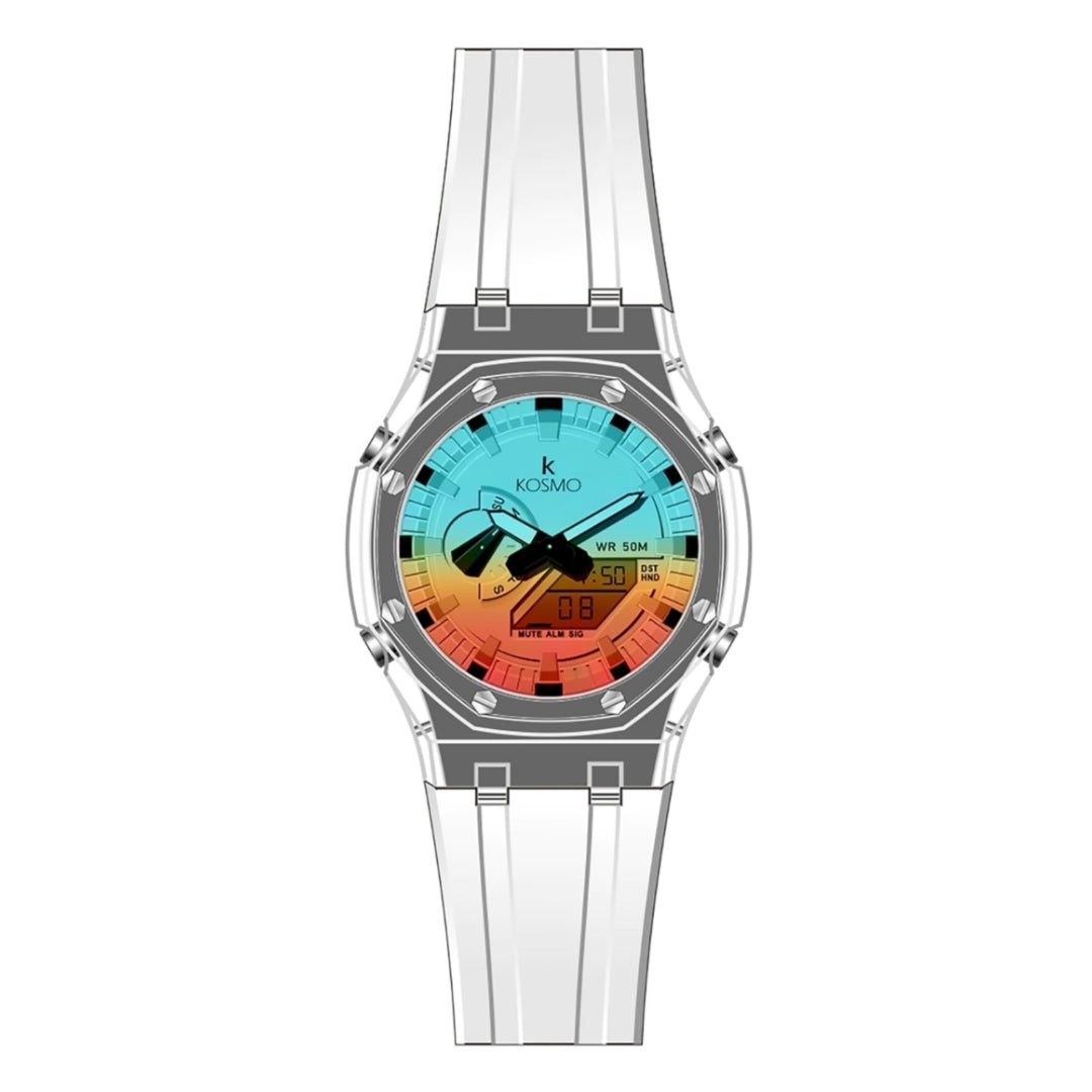 Kosmo Unisex White Watch K4010 Dual Time Submersible 50M
