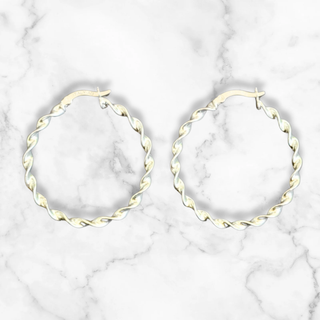 Candongas 925 Silver Italian Spiral Earrings