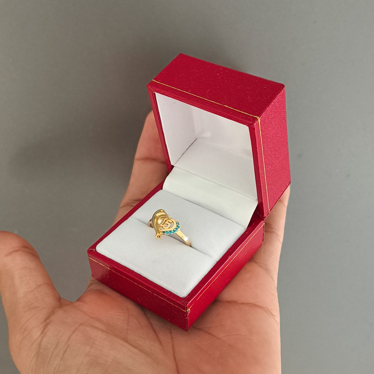 Anillo Quinceañera Oro 18K | Diseño "15" con Corazón | Regalo Simbólico