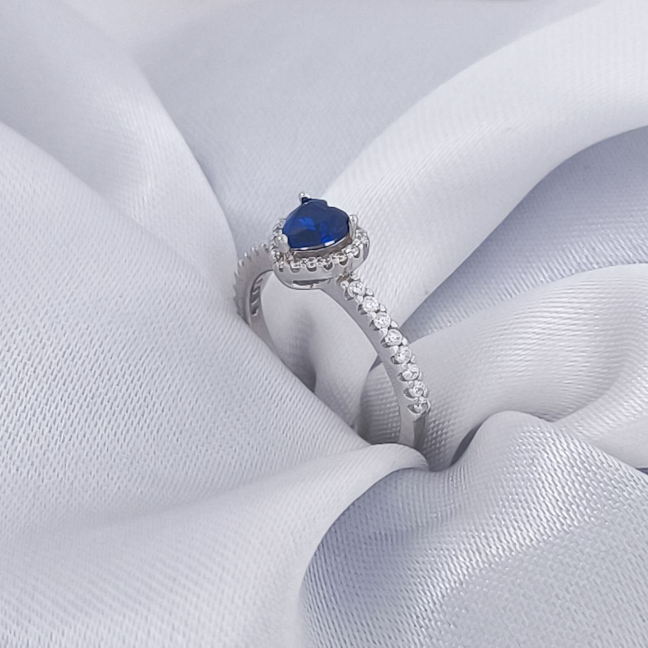 Anillo Plata 925 Corazón con Piedra Azul | Símbolo de Tu Amor