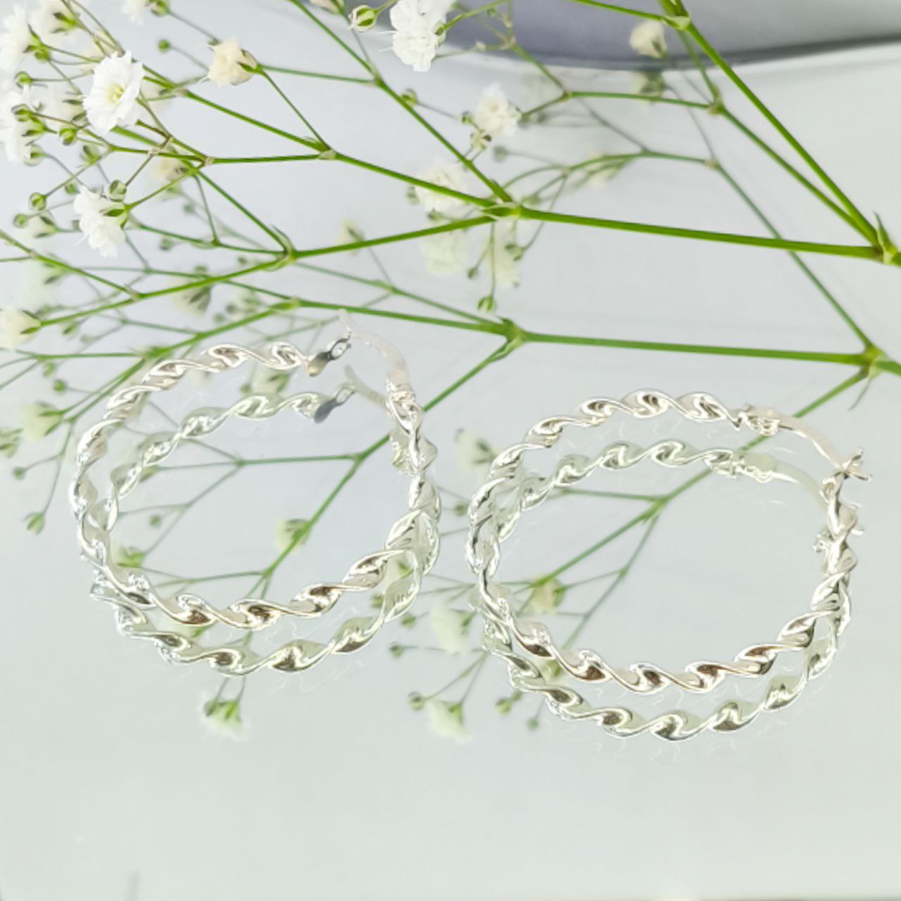 Candongas 925 Silver Italian Spiral Earrings