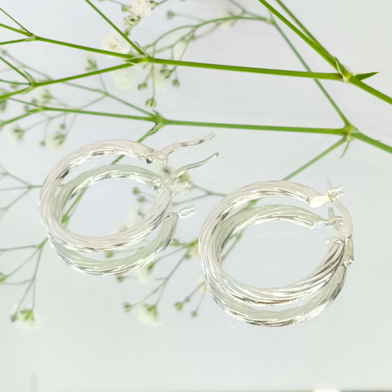 925 Silver Tubular Melcocha Candongas Earrings