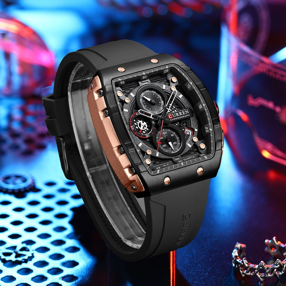 Curren 8442 Square Black Sport Watch