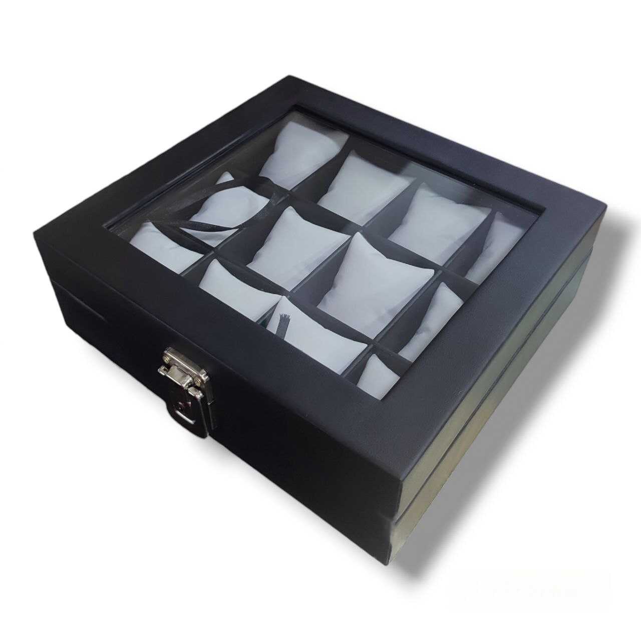 Caja organizadora elegante para relojes de hombre en color negro