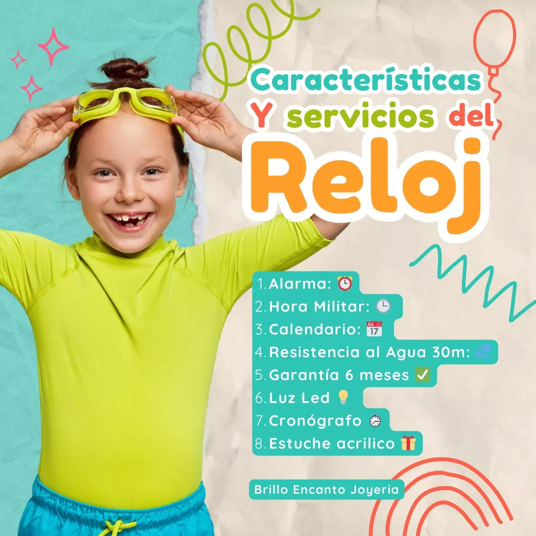 Reloj Niño Digital Impermeable al Agua Azul Rex