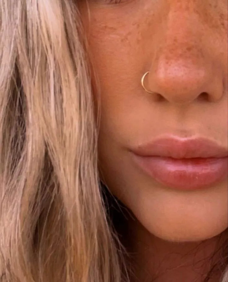 Piercing Nariz Nostril Aro Dorado Liso Plata925