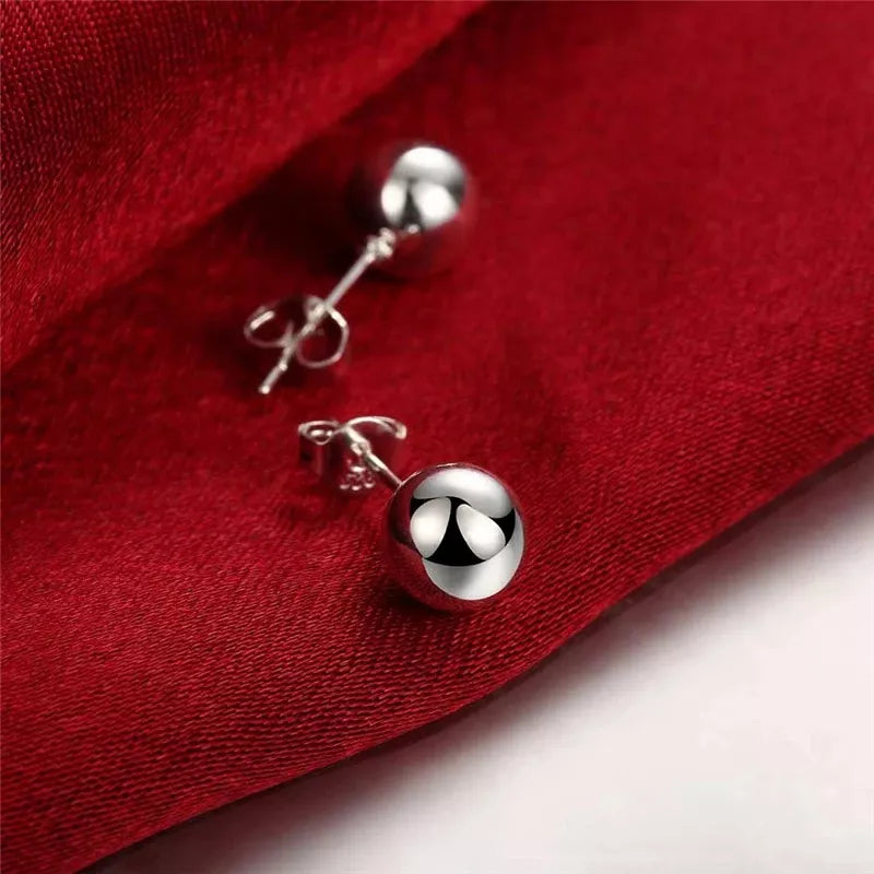 Aretes esfera Grande Mujer Plata925