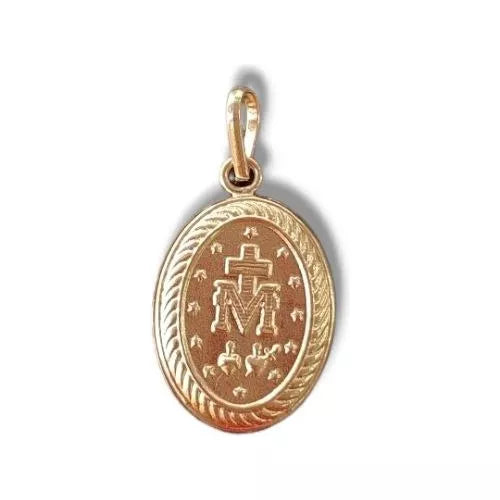 Juego Cadena Aretes Dije Oro Lamiando18k Virgen Milagros Mujer