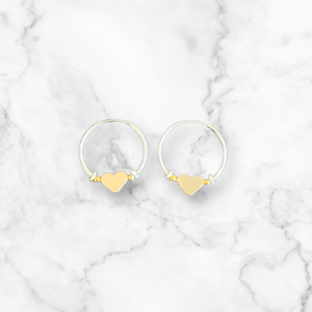 Candongas Earrings with Hanging Heart Silver925
