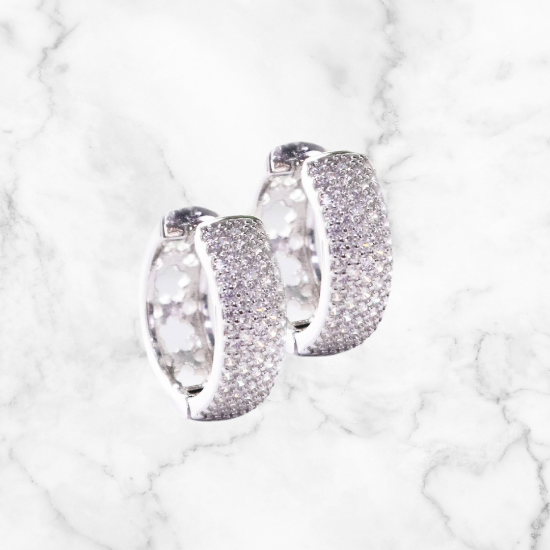 Candongas Earrings in 925 Silver with White Gold Plating