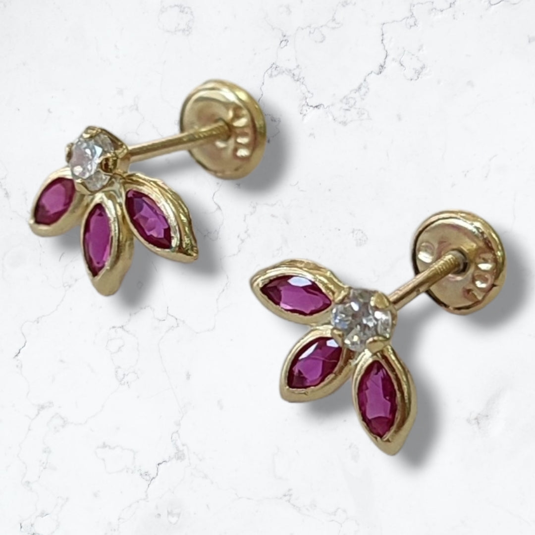 Anti-allergy Earrings Polka Dot Safety Women's 18k Gold Plated Flower