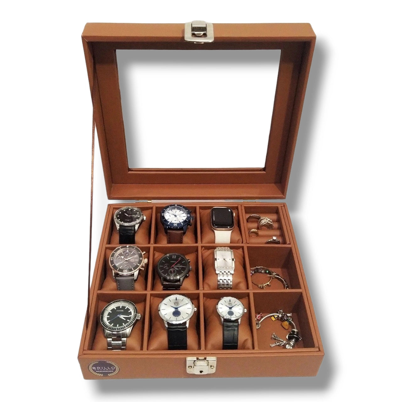 Brown Watch, Ring, and Jewelry Organizer