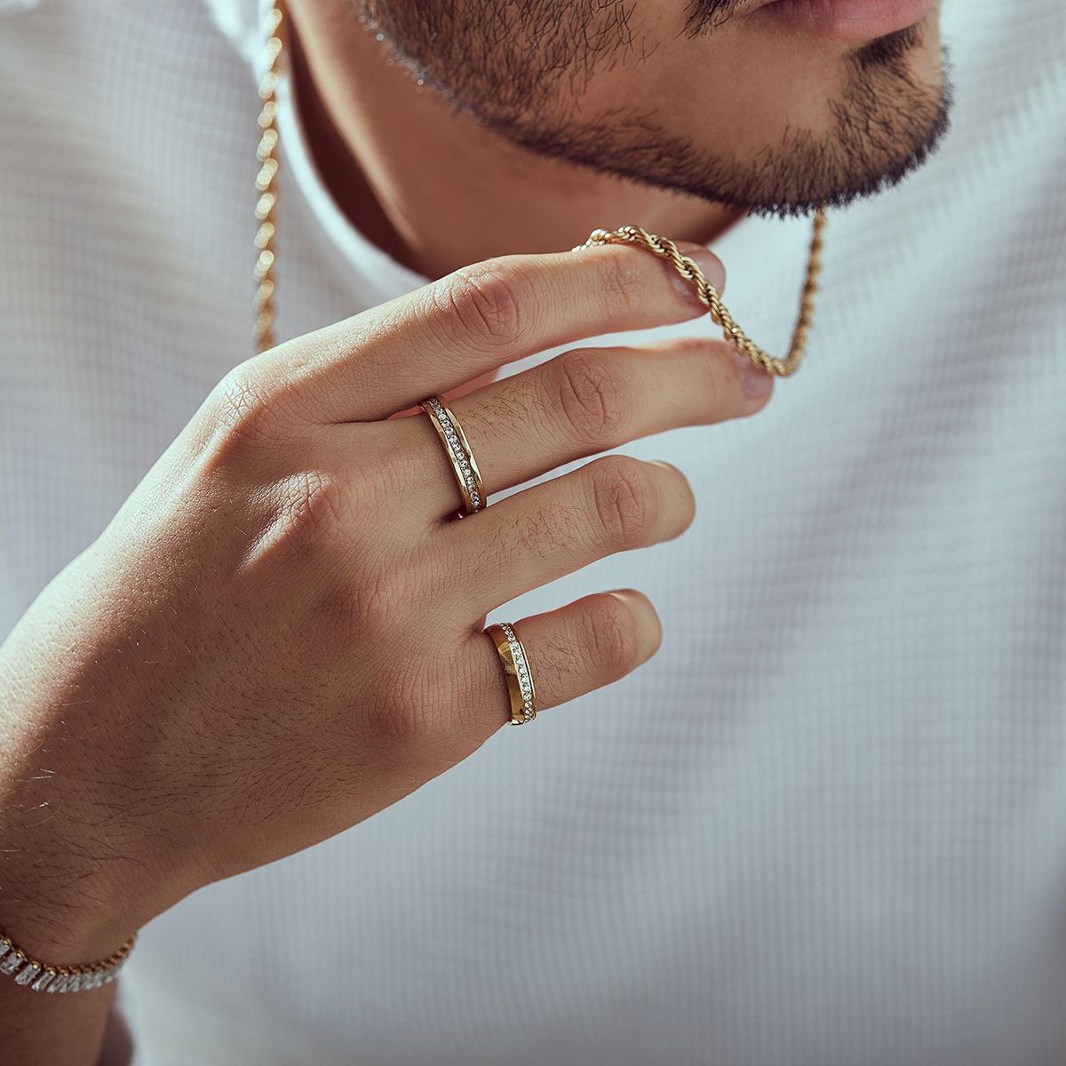 Cadena Tejido Lazo en Oro Laminado 18K para Hombre