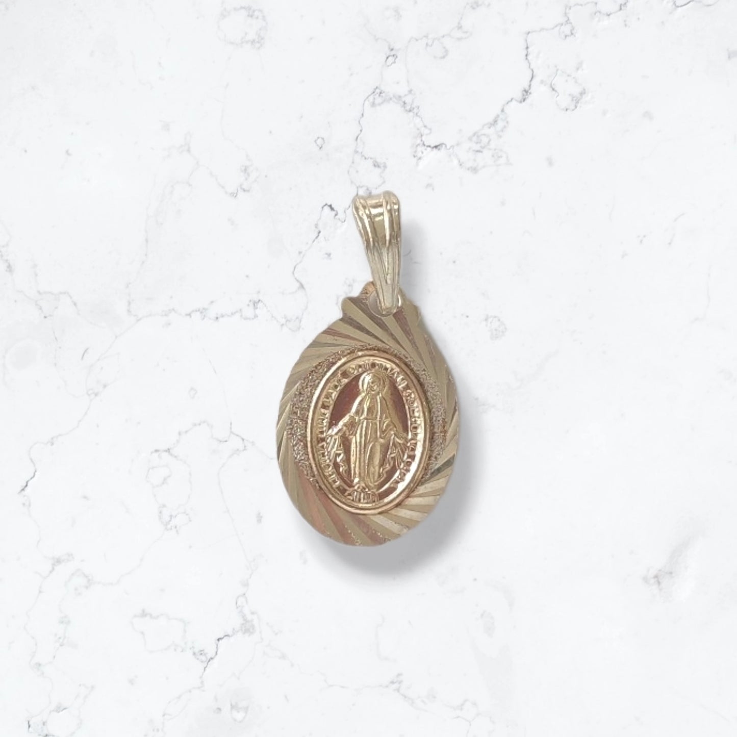Dije Colgante Virgen Milagrosa Mediana Oro y Plata 925