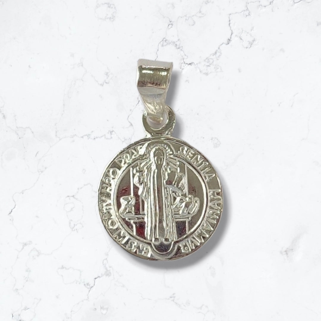 Dije Colgante San Benito En Plata 925 Italiana