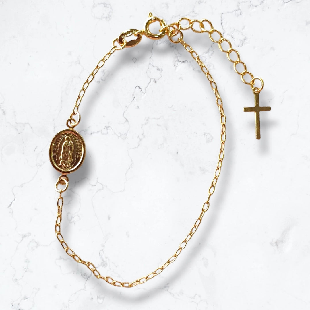 Pulsera Esclava Virgen Delicada en Oro Laminado18k Dama