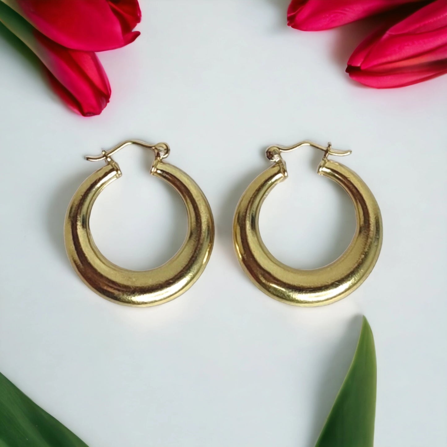Candongas Grandes Mujer Oro Laminado18k 3 Cm Lunas