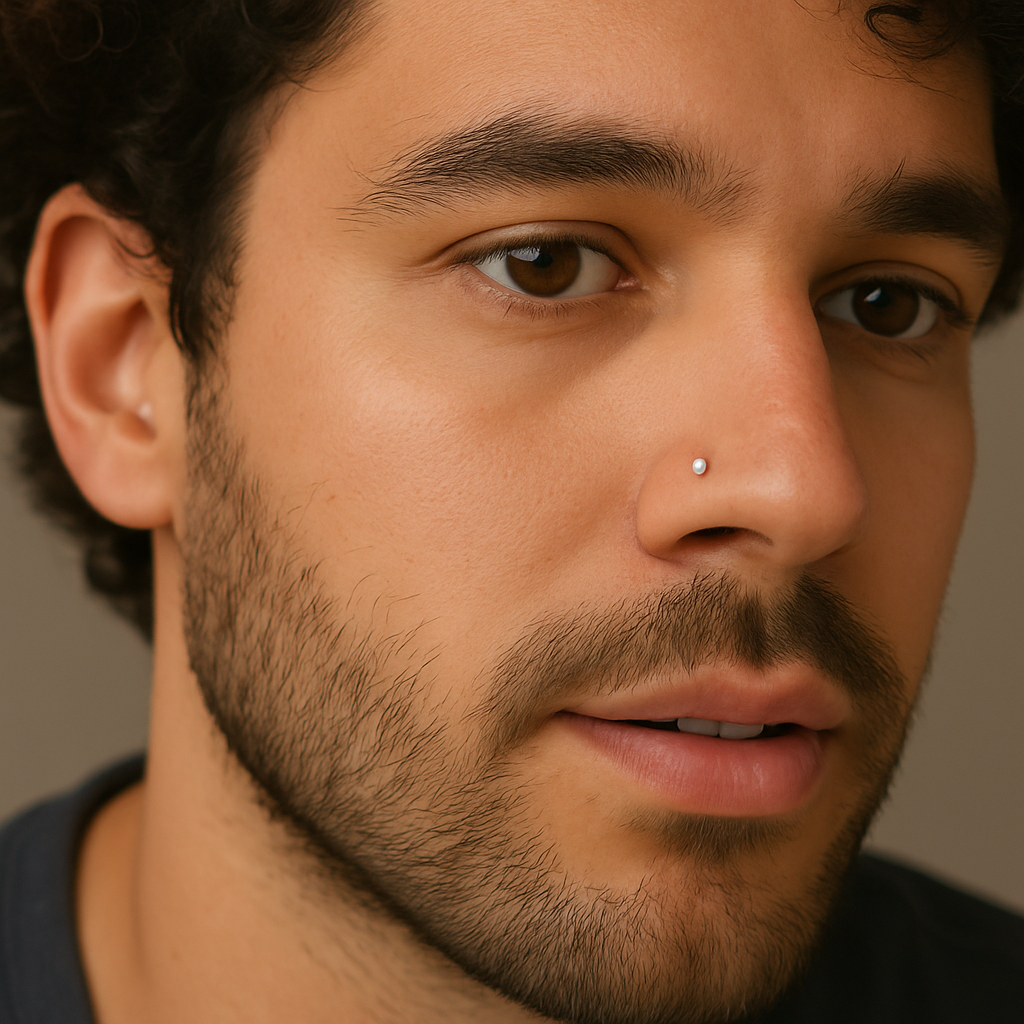 Piercing Nostril HOMBRE en Plata Italiana 925 con Piedra