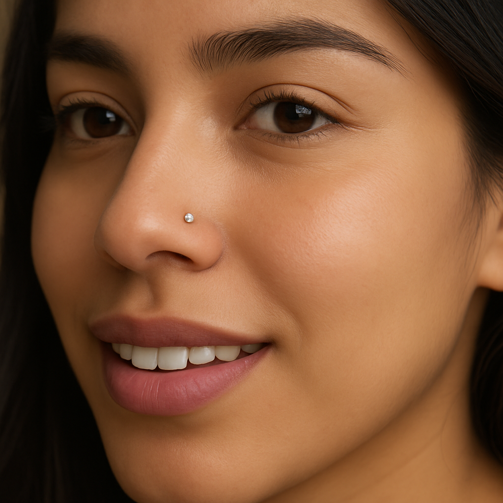 Piercing Nostril Unisex en Plata Italiana 925 con Piedra de Circonia en Chispa