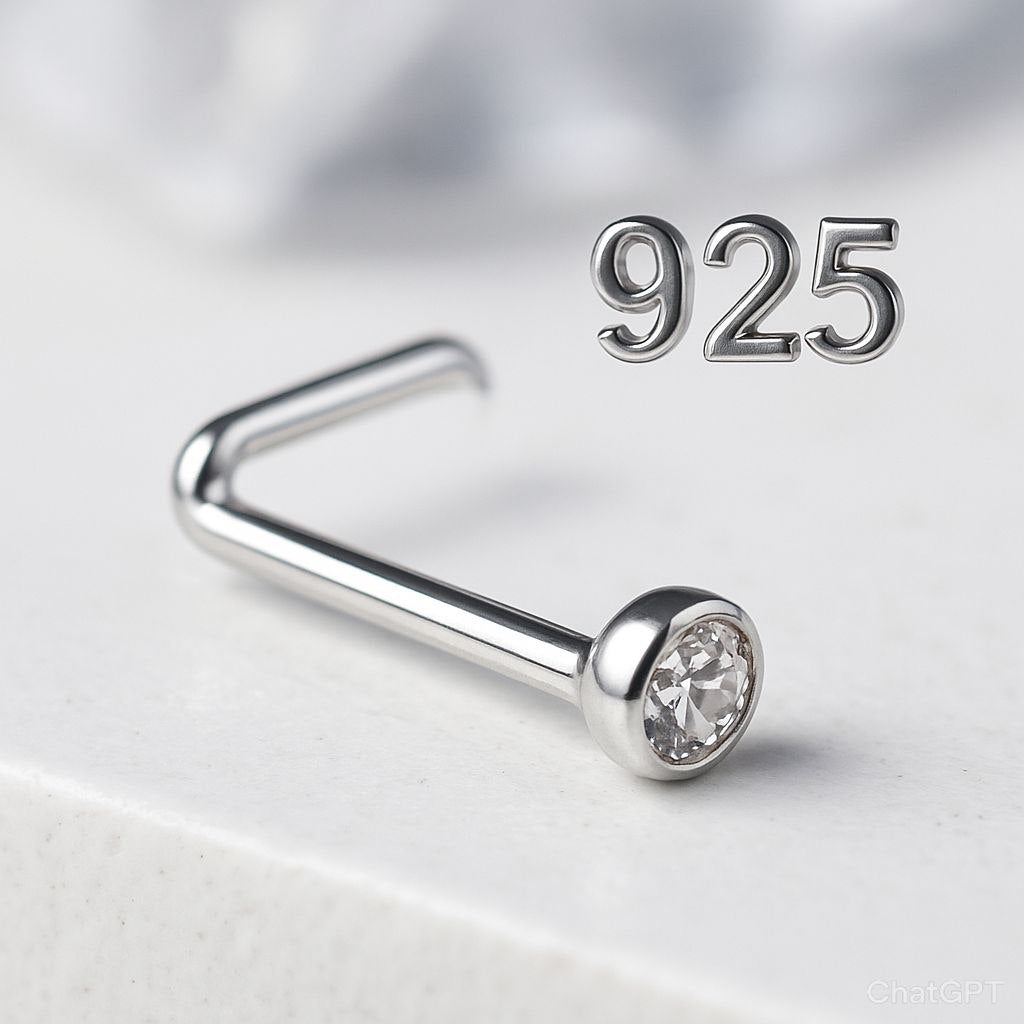 Piercing Nostril Unisex en Plata Italiana 925 con Piedra de Circonia en Chispa