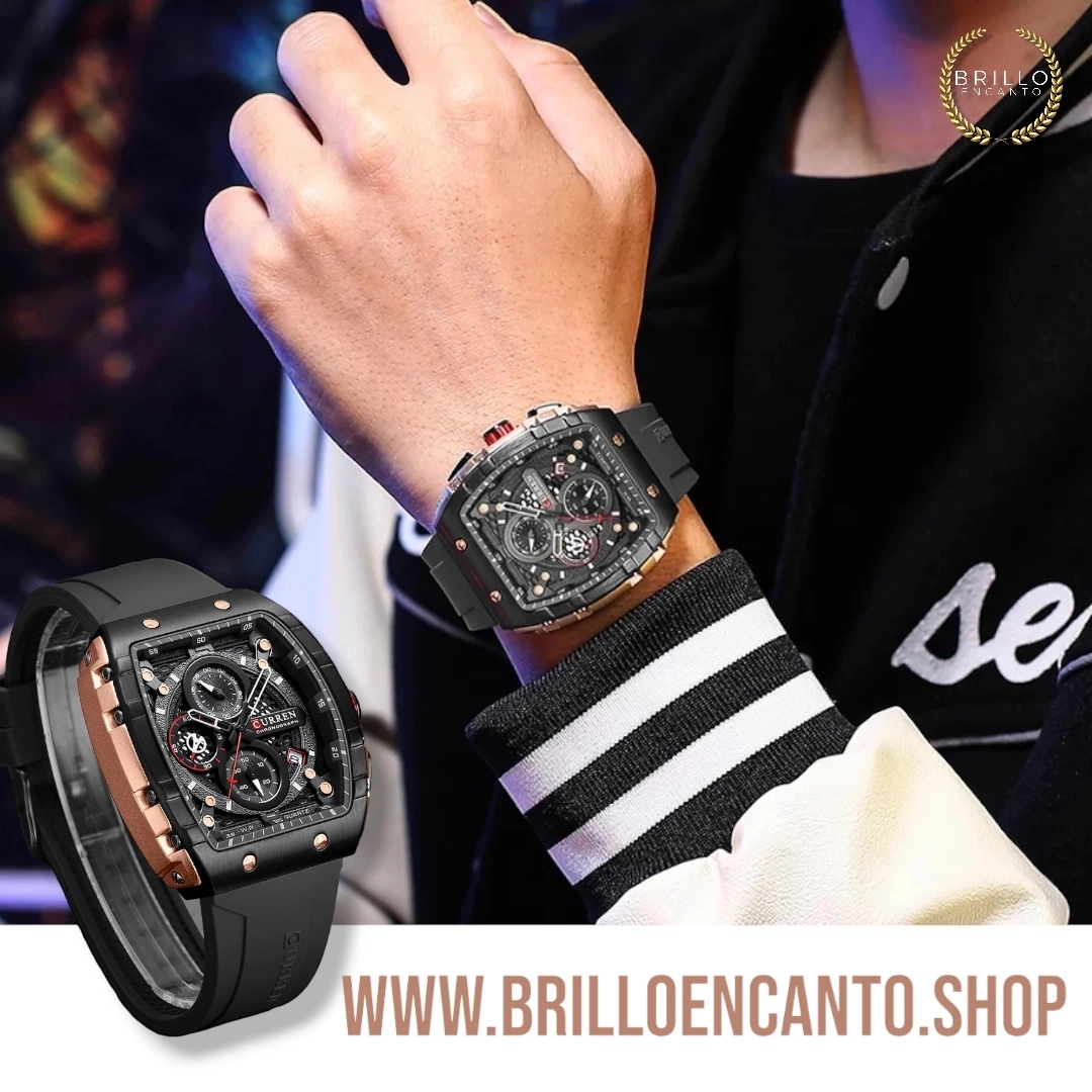 Curren 8442 Square Black Sport Watch
