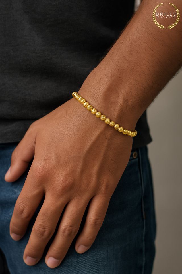 Pulsera artesanal balin oro 18k hombre o mujer hecha a mano