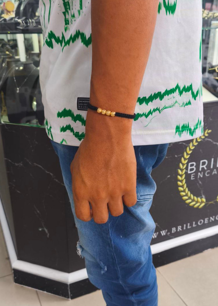 Pulsera oro 18K con bolas diamantadas tejida a mano, diseño unisex elegante Brillo Encanto