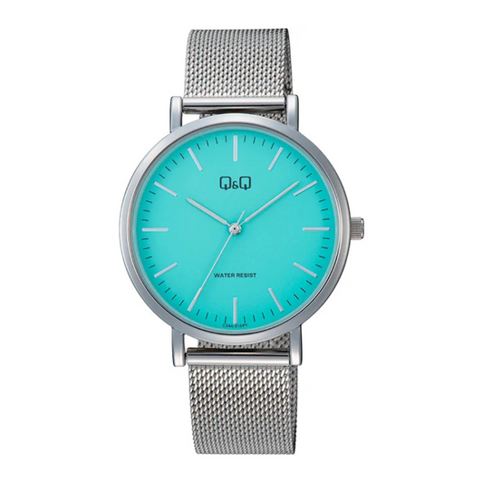 Reloj Hombre Elegante Plateado Pulsó Malla Qyq Original Q&q C34A-015PY