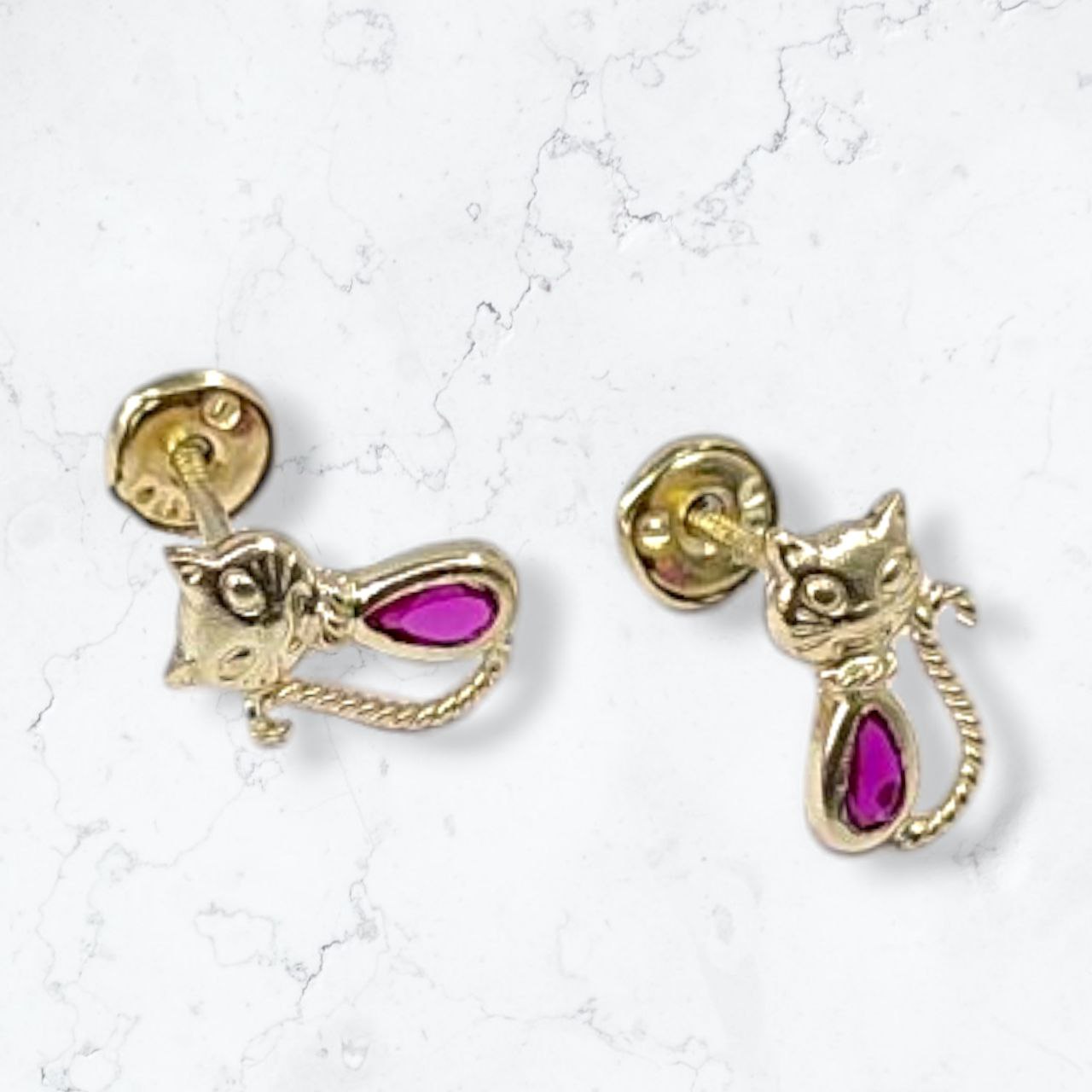 Anti-allergy Earrings with Safety Polka Dots for Women, 18k Gold Plated, Cats