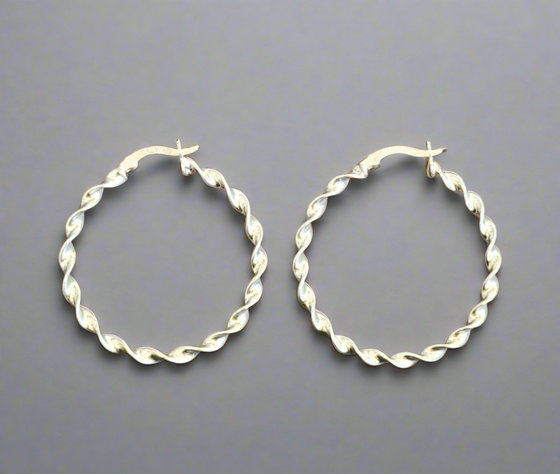Candongas 925 Silver Italian Spiral Earrings