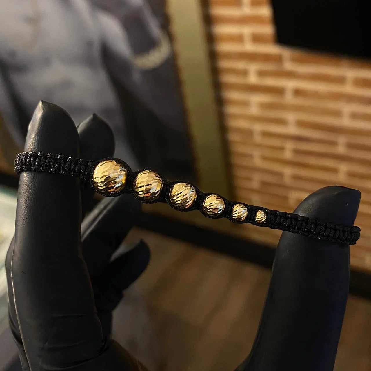 Pulsera Personalizada ORO 18K Balines Diamantados