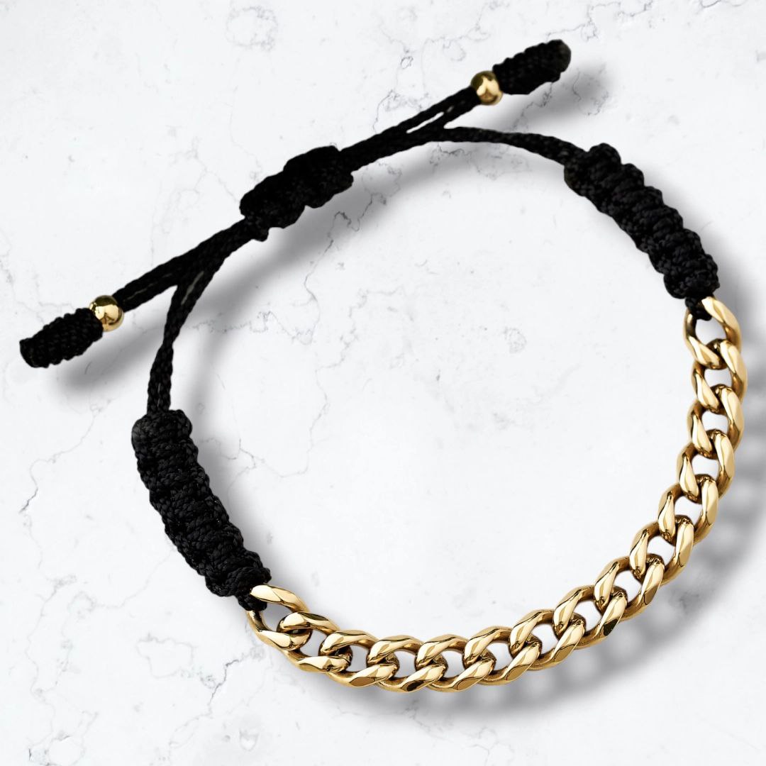 Pulsera Esclava Cubana Ajustable en Oro Laminado18k Hombre