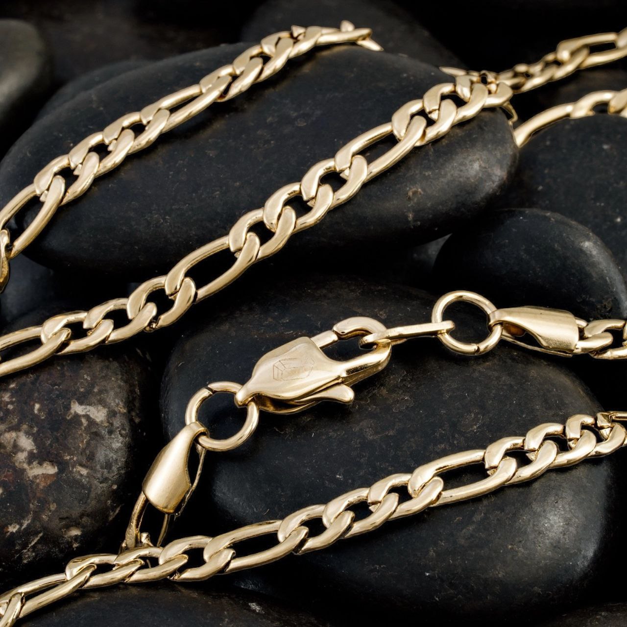 Cadena Collar Fígaro 3x1 Oro laminado 18K Hombre