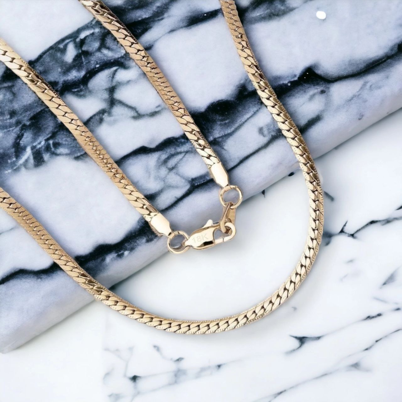 Cadena Tejido Serpiente Hombre Oro Laminado 18K