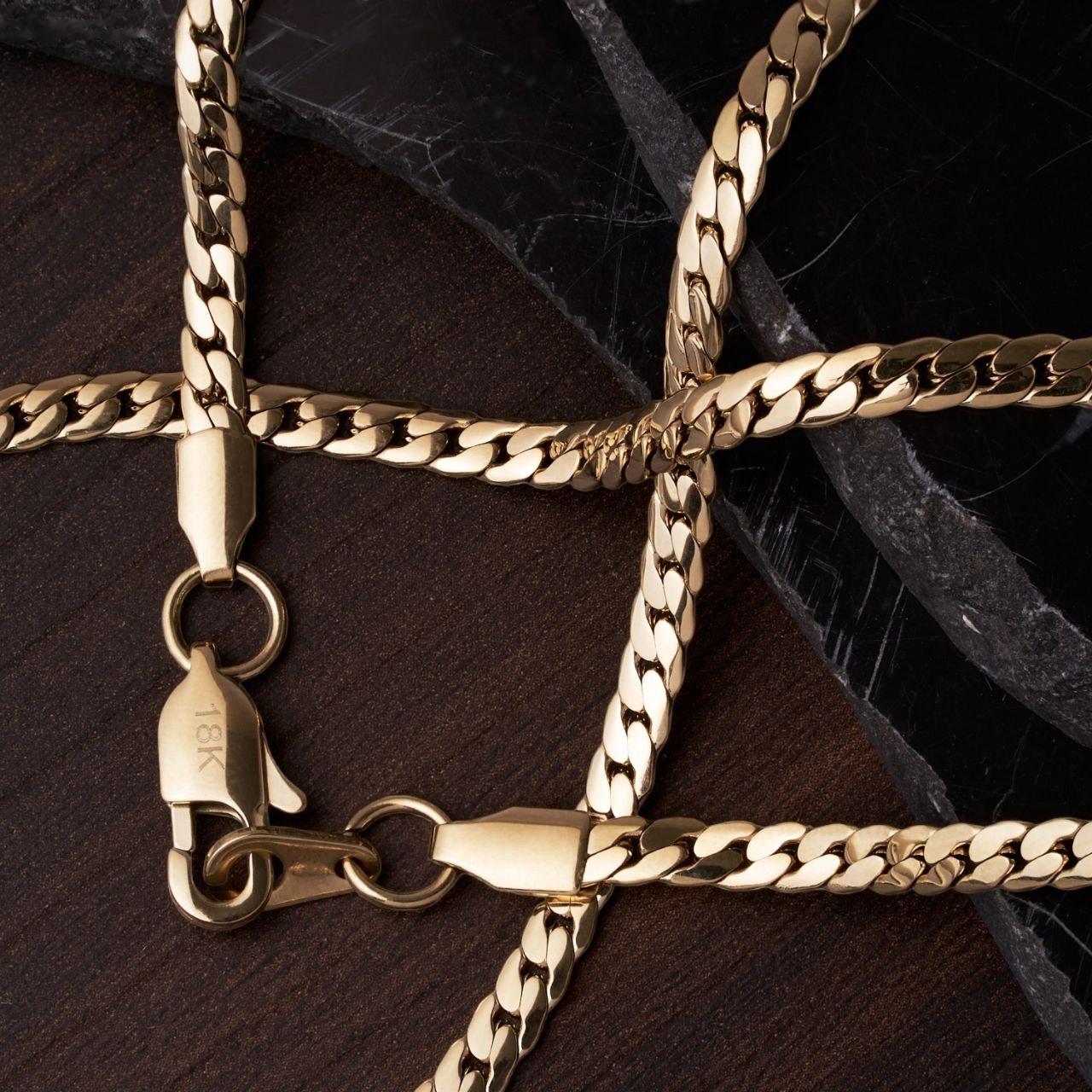 Cadena Tejido Serpiente Hombre Oro Laminado 18K