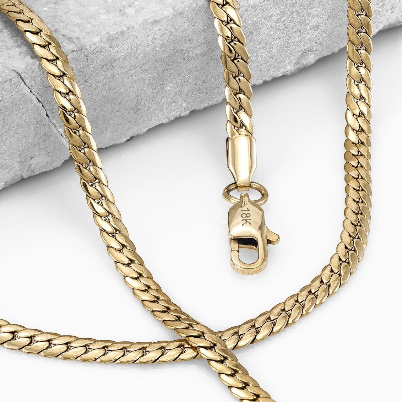 Cadena Tejido Serpiente Hombre Oro Laminado 18K