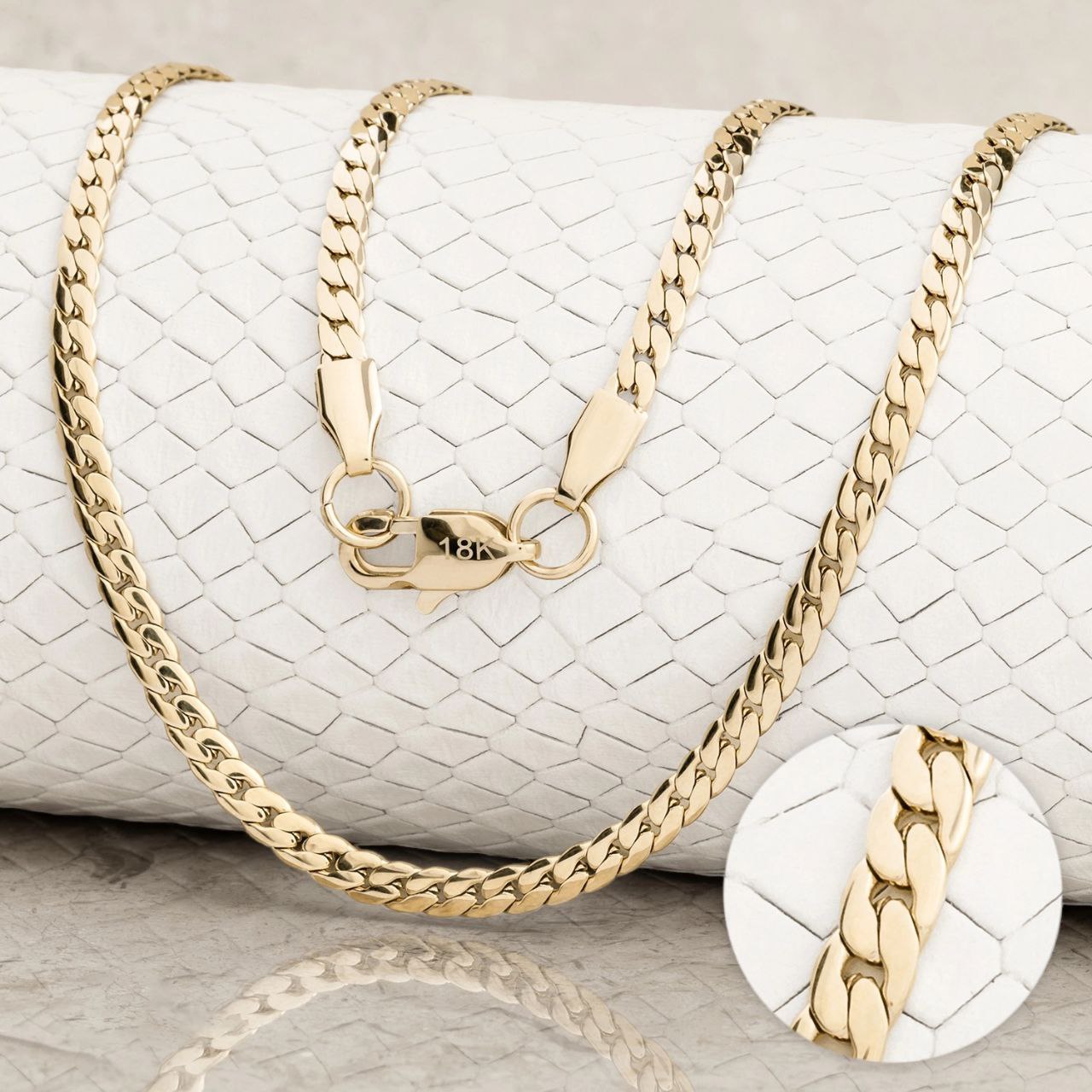 Cadena Tejido Serpiente Hombre Oro Laminado 18K