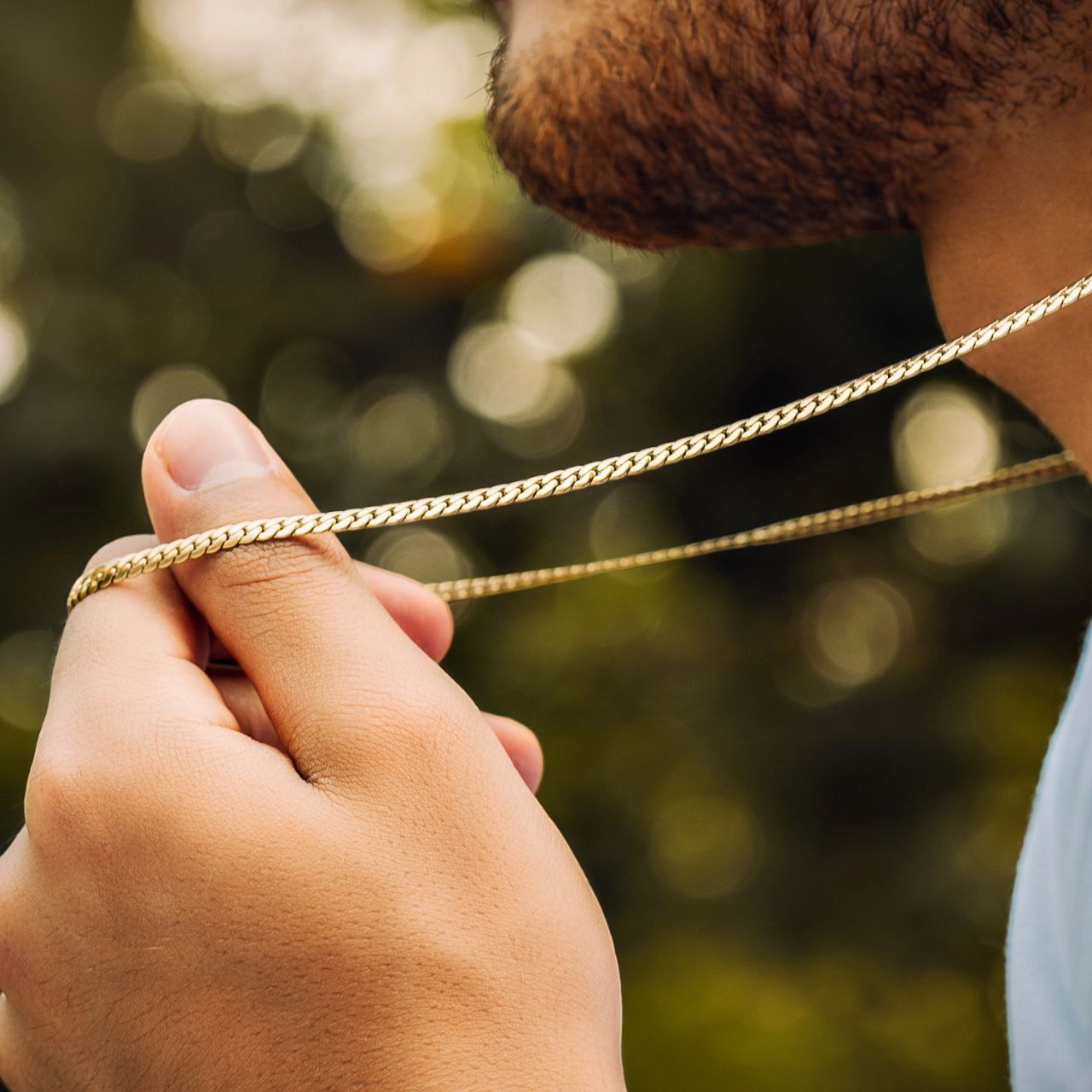 Cadena Tejido Serpiente Hombre Oro Laminado 18K