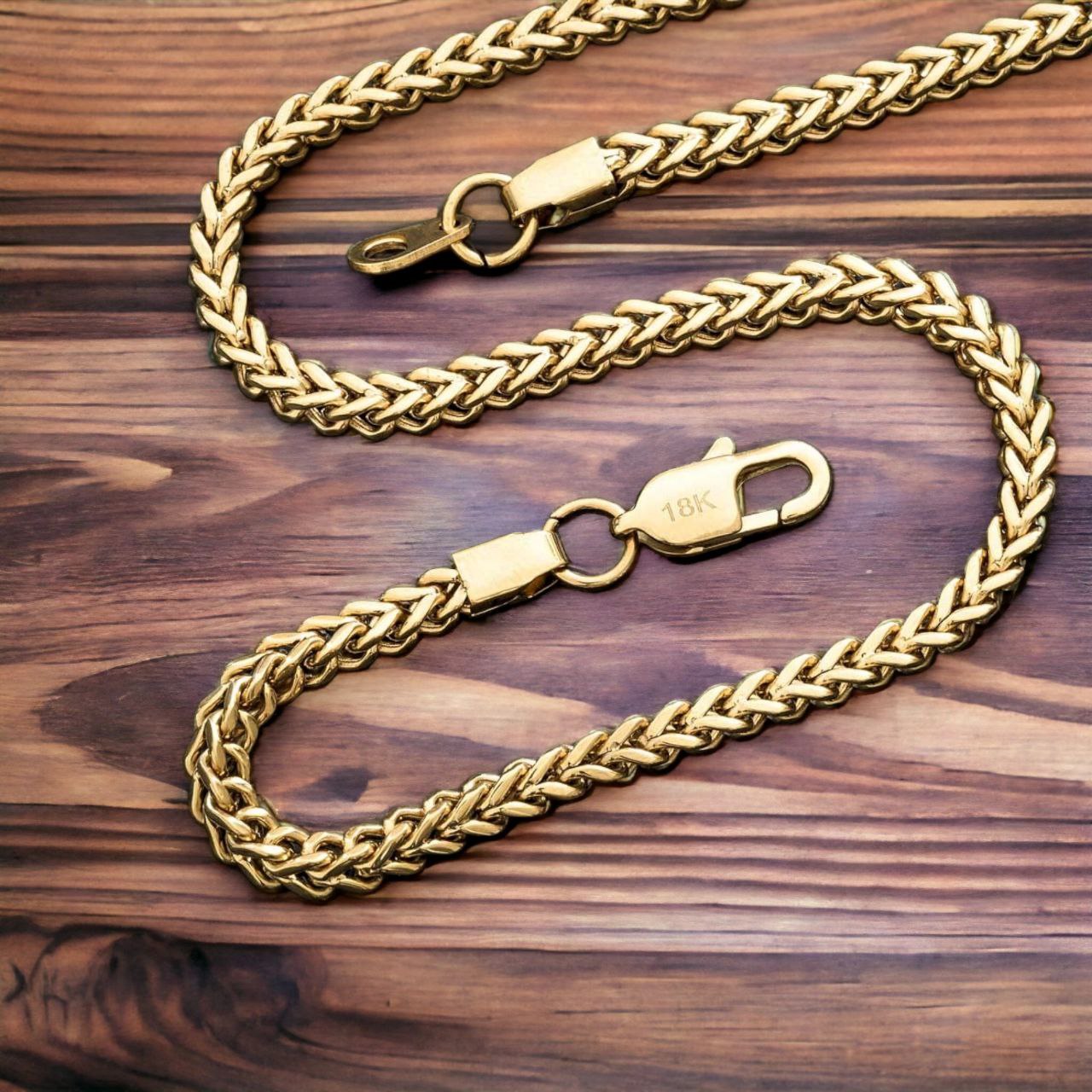 Cadena Tejido Franco Oro Laminado 18K para Hombre