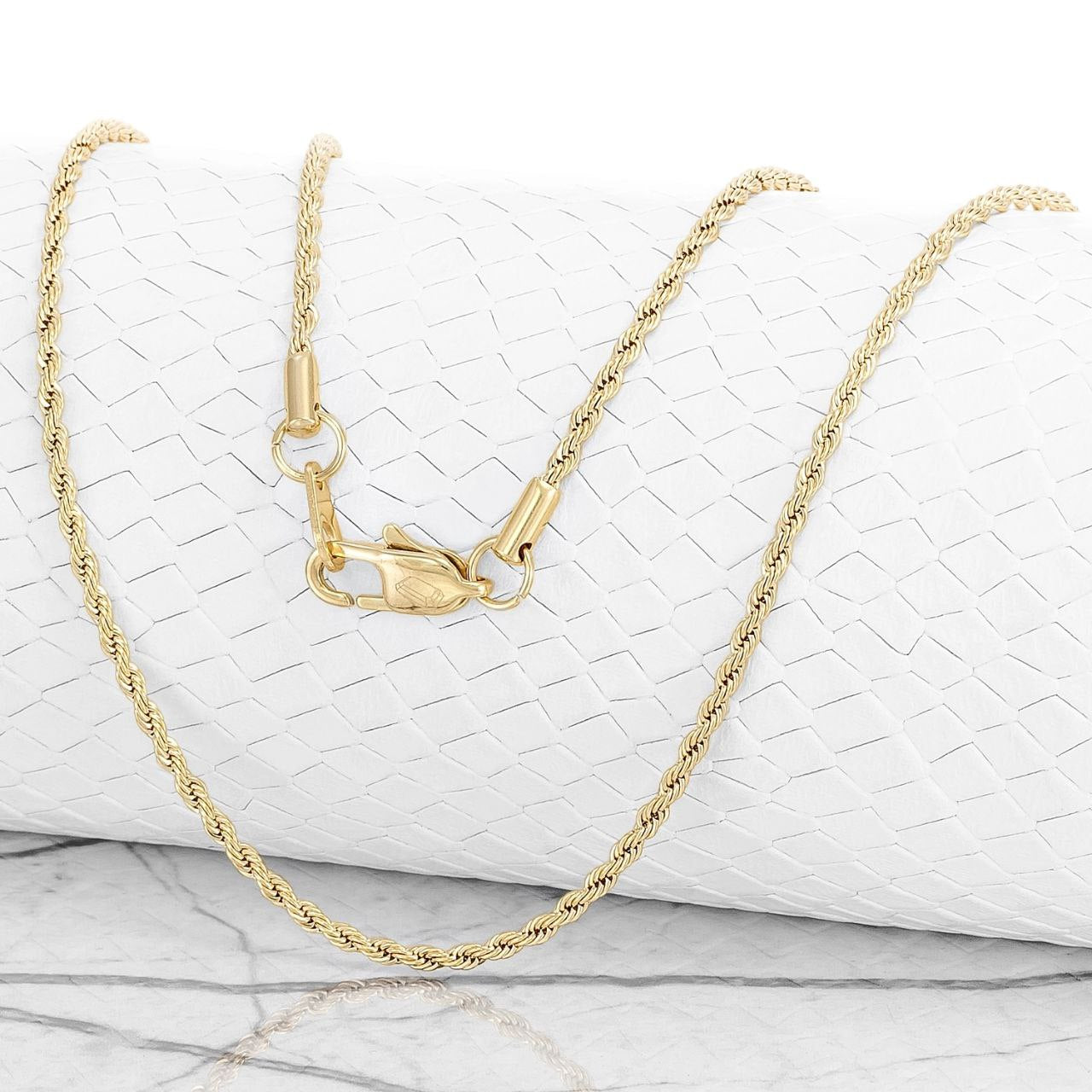 Cadena Collar Dama Oro laminado 18K Tejido Lazo 45CM