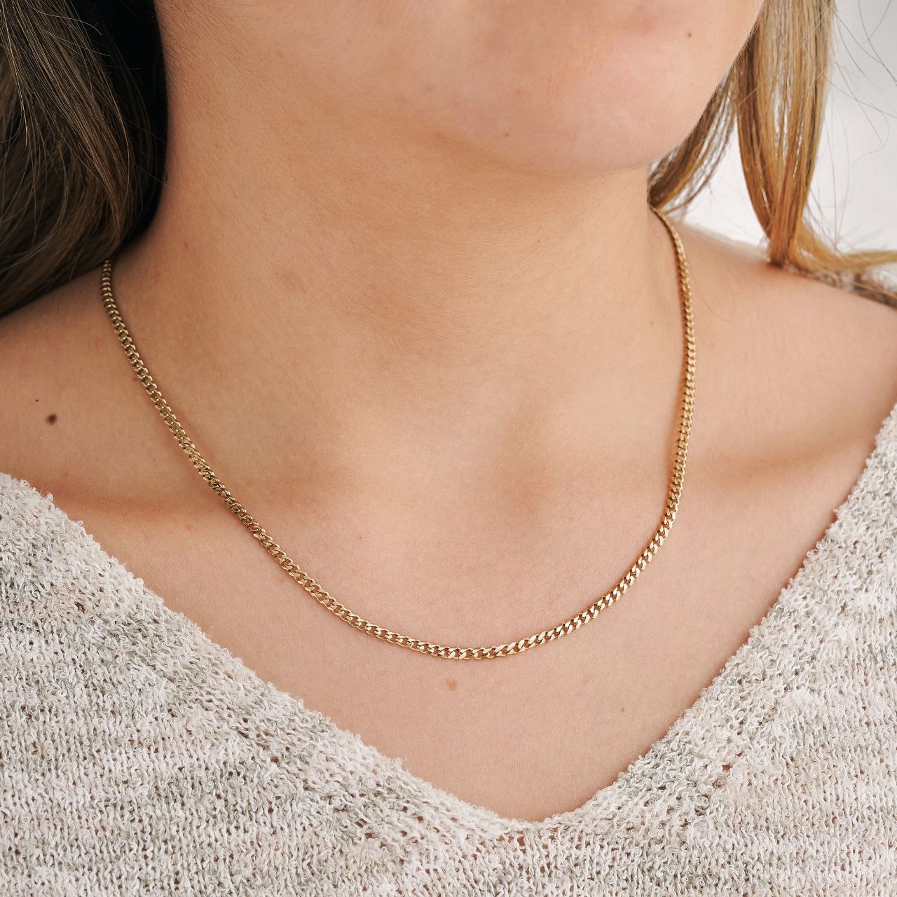 Cadena Cubana Mujer Oro laminado 18K 45CM x 2MM