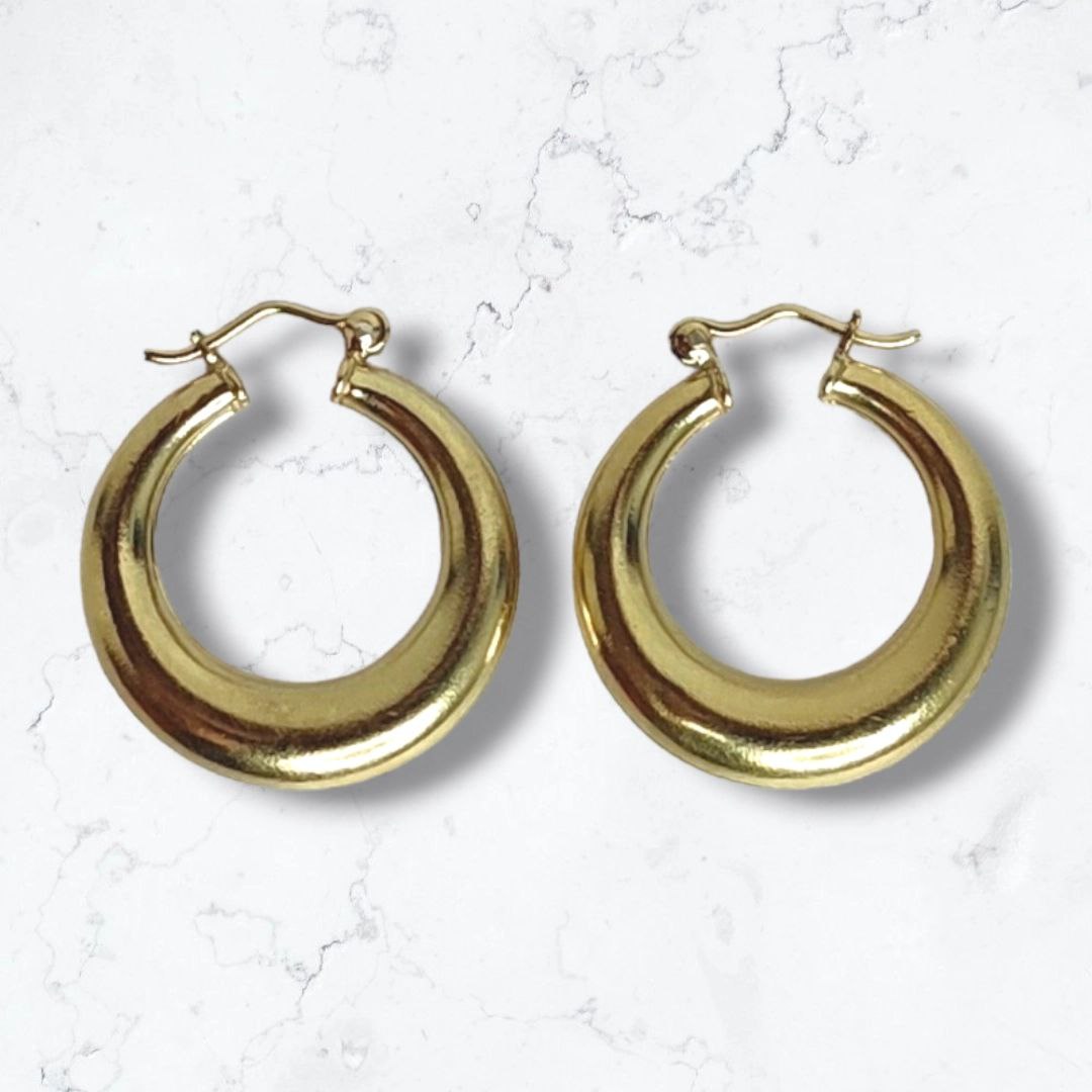 aretes candongas grandes oro lamiando 18K