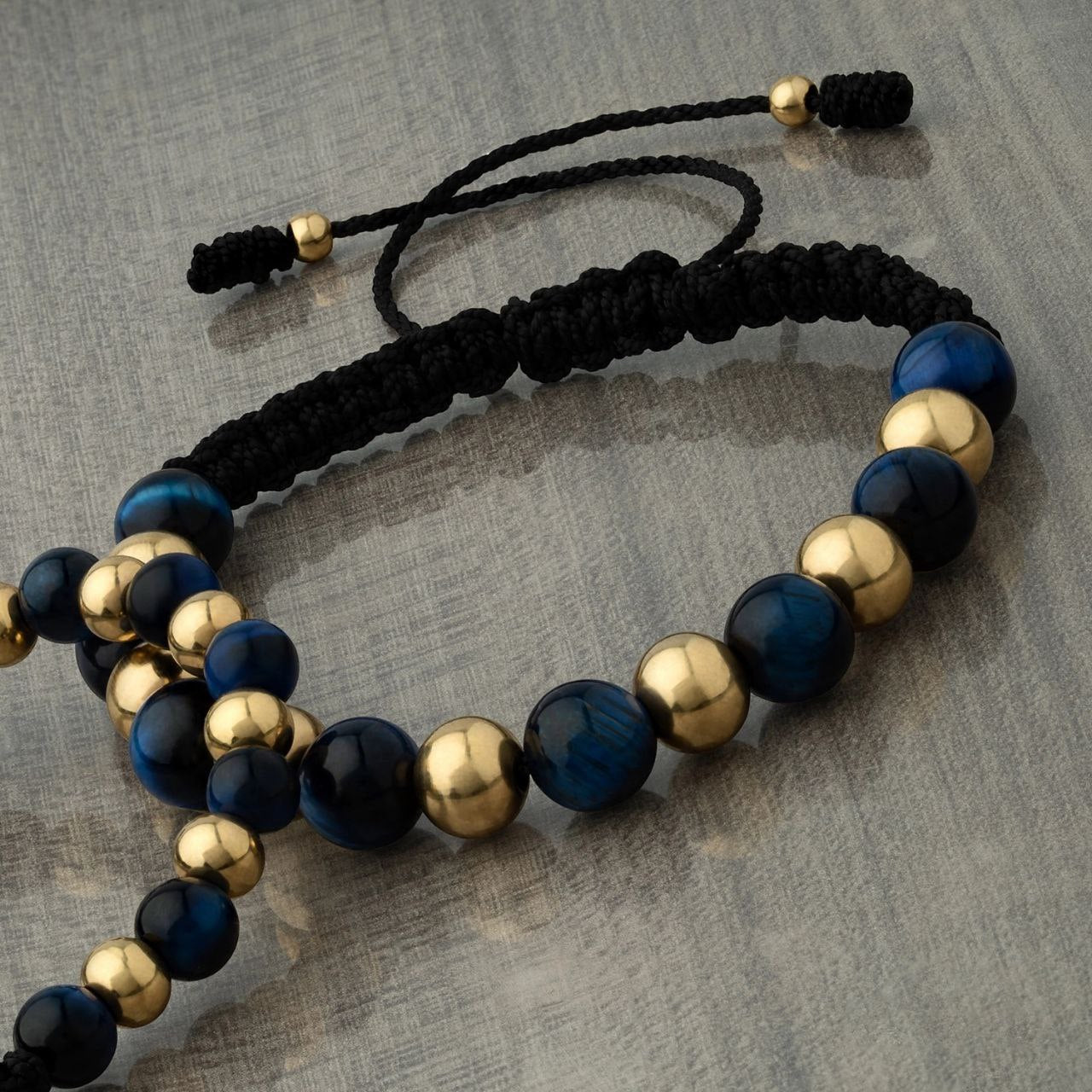 Pulsera Esclava Oro Laminado18k y Ónix Azul