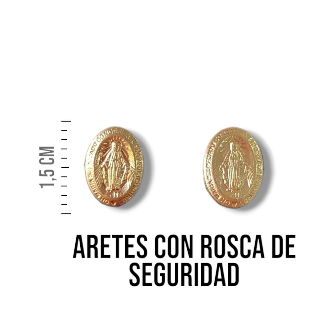 Women's Anti-Allergenic 18k Gold Plated Virgin of Guadalupe Stud Earrings