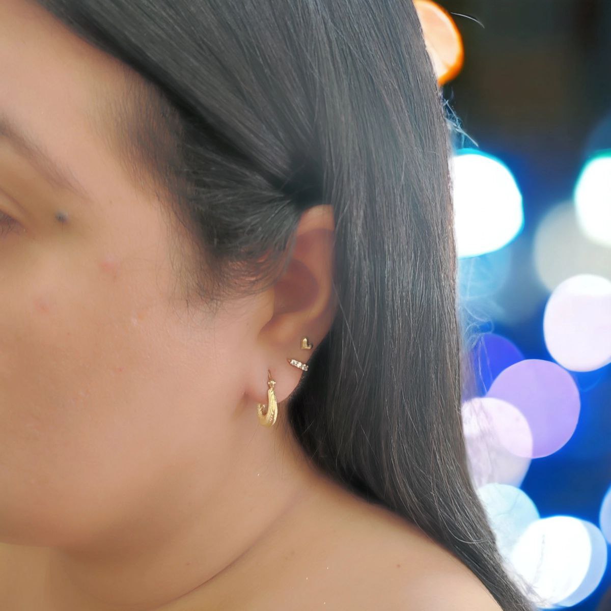 Candongas Minimalistas óvalos Anti alérgicas Mujer Oro Laminado18K
