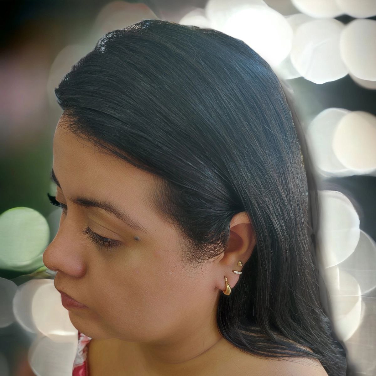 Candongas Minimalistas óvalos Anti alérgicas Mujer Oro Laminado18K