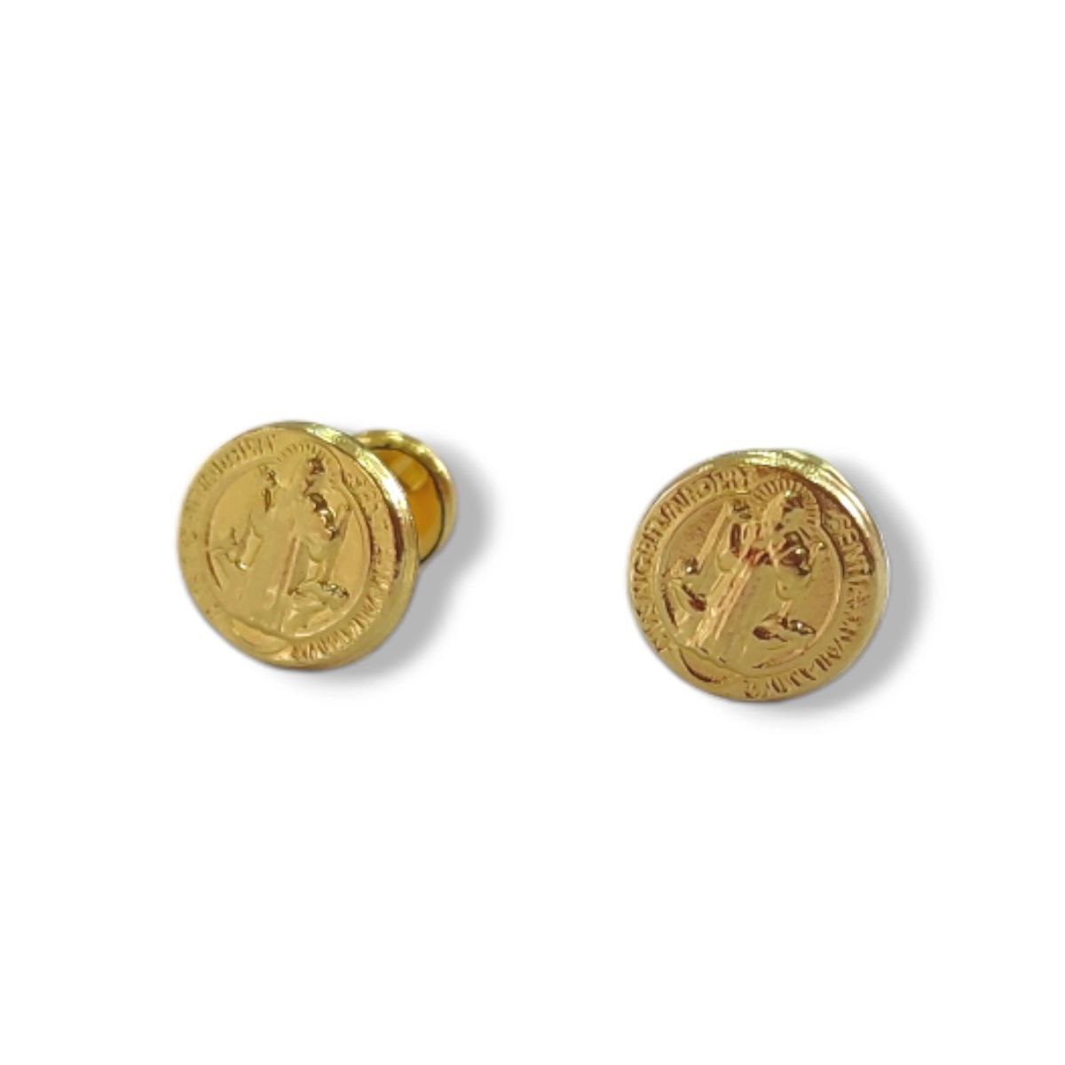 Aretes San Benito Mujer Oro Laminado 18K Antialérgicos